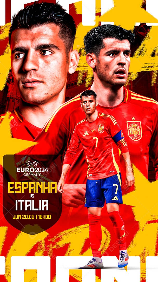 Flyer Matchday Morata Espanha Social Mídia PSD Editável