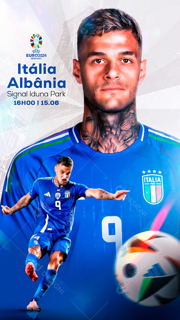 Flyer Matchday Scamacca Italia Social Mídia PSD Editável