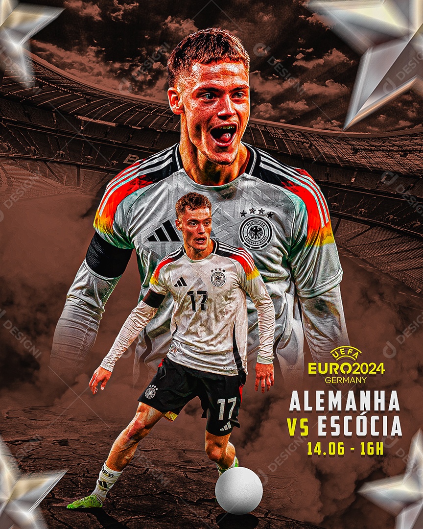 Flyer Matchday Wirtz Alemanha Social Mídia PSD Editável