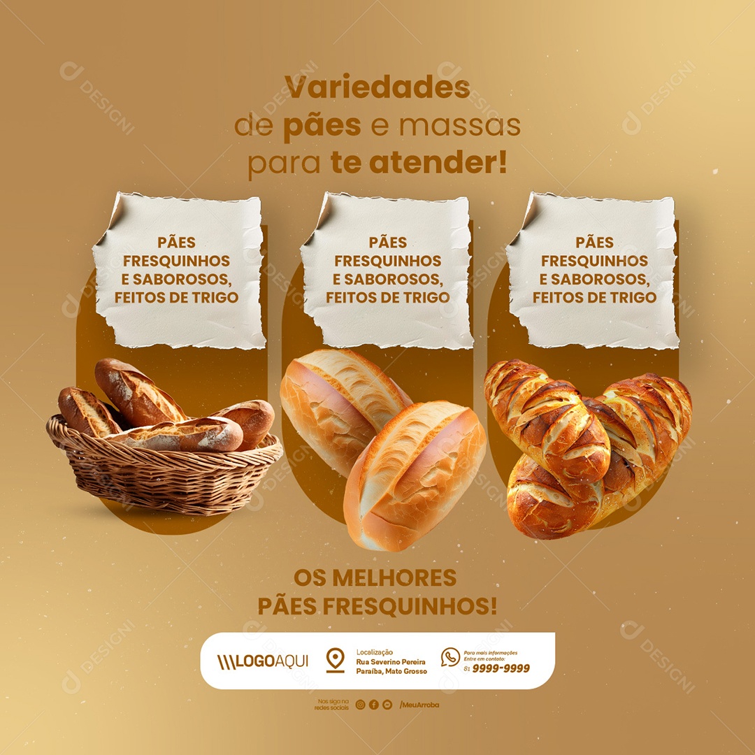 Bakery bread varieties Social Media PSD Editable