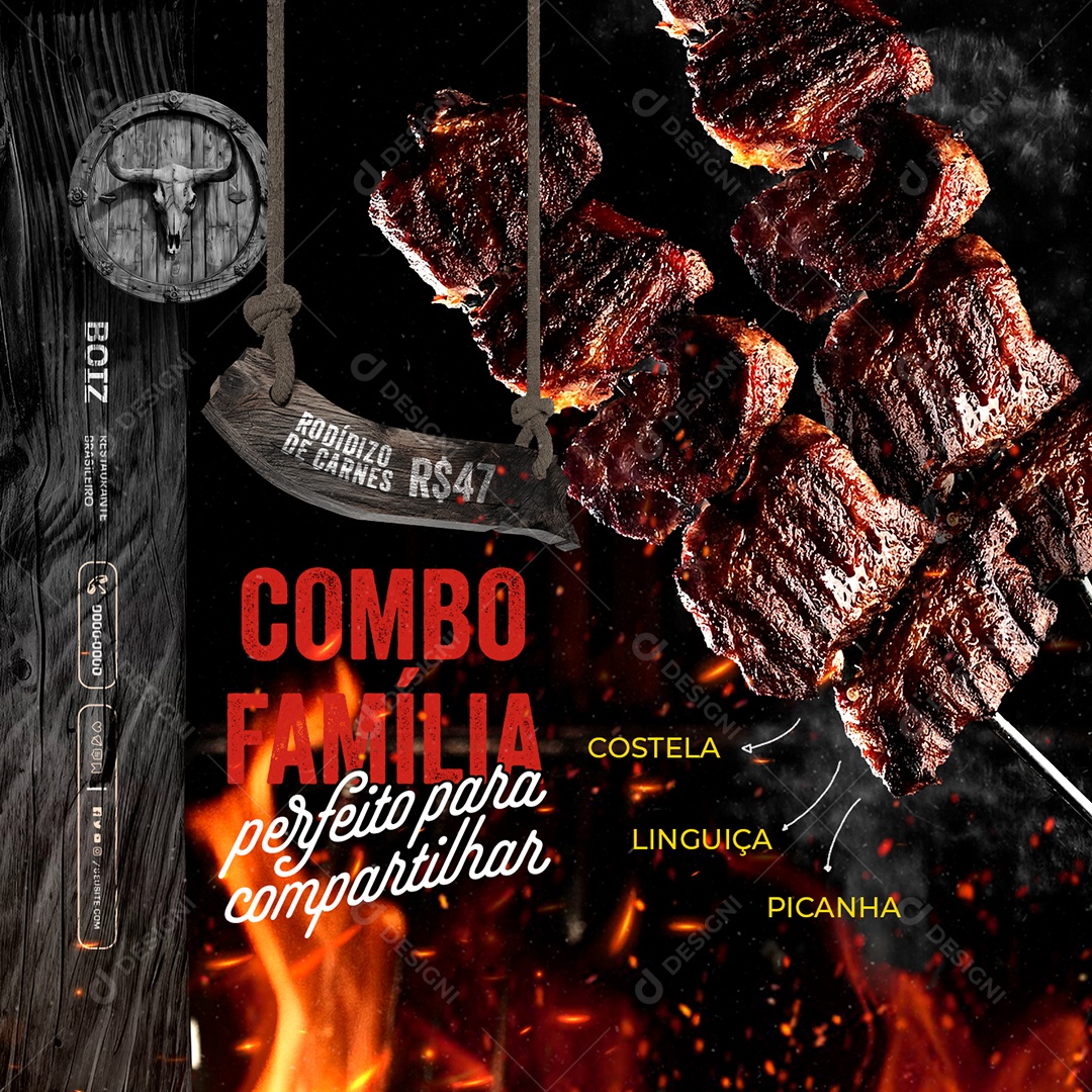 Churrascaria Combo Família Social Media PSD Editável