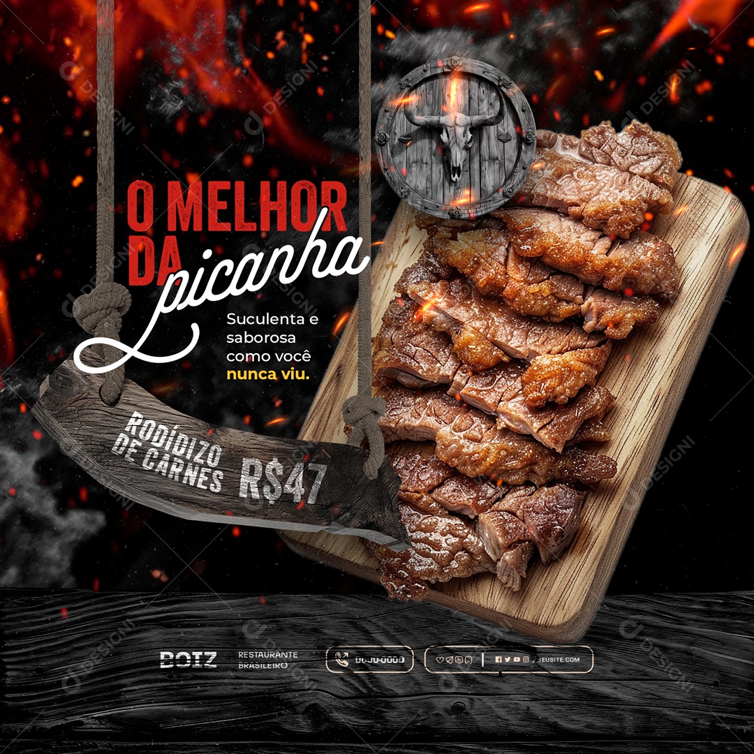 Churrascaria O Melhor da Picanha Social Media PSD Editável