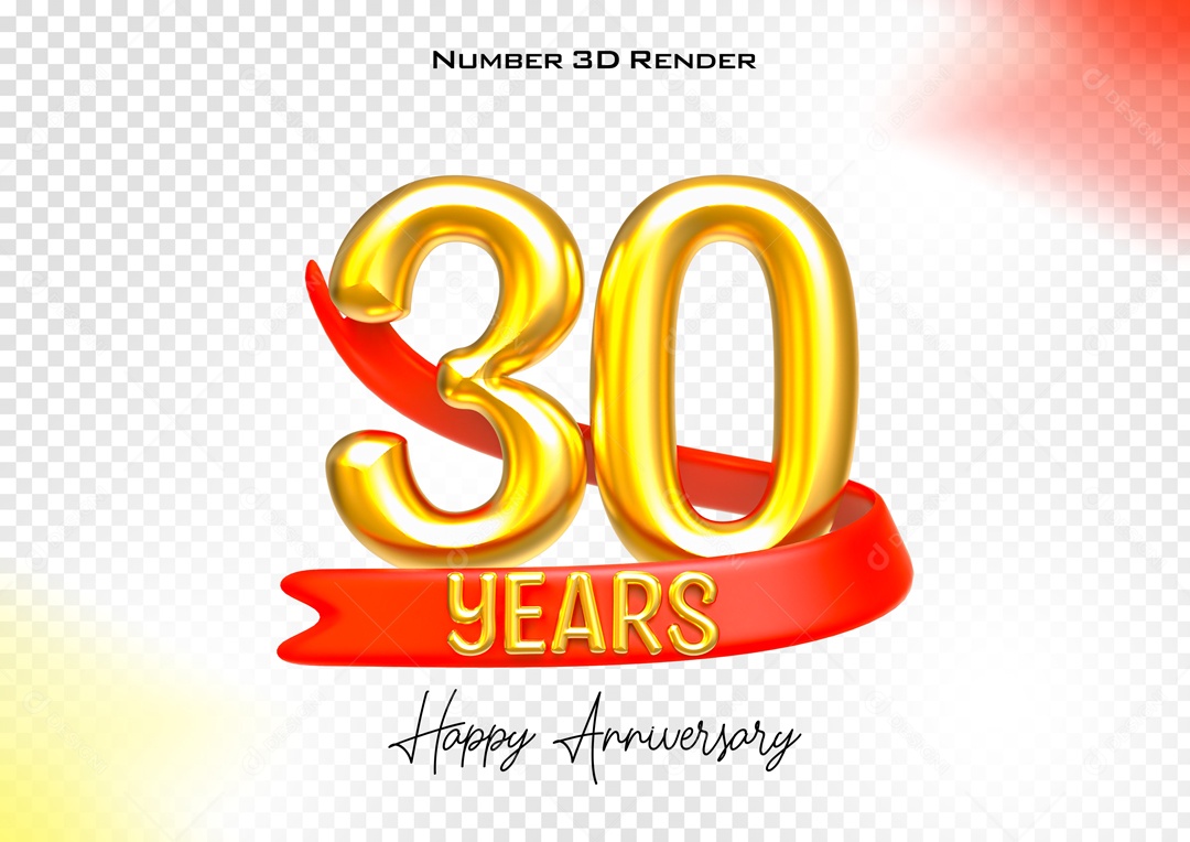 Número 3D 30 Anos Dourado para Commposição PSD