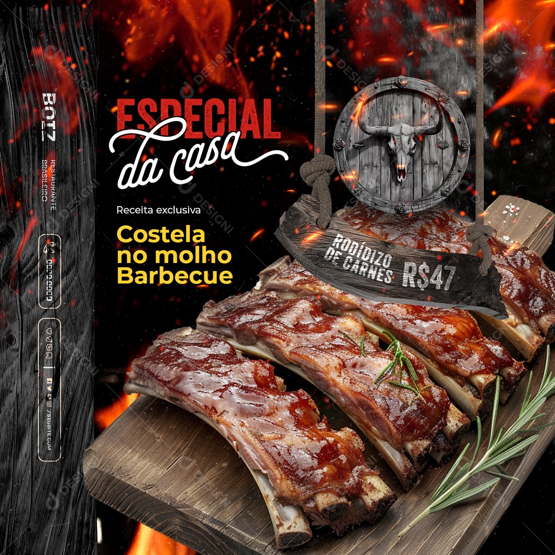 Churrascaria Especial da Casa Social Media PSD Editável