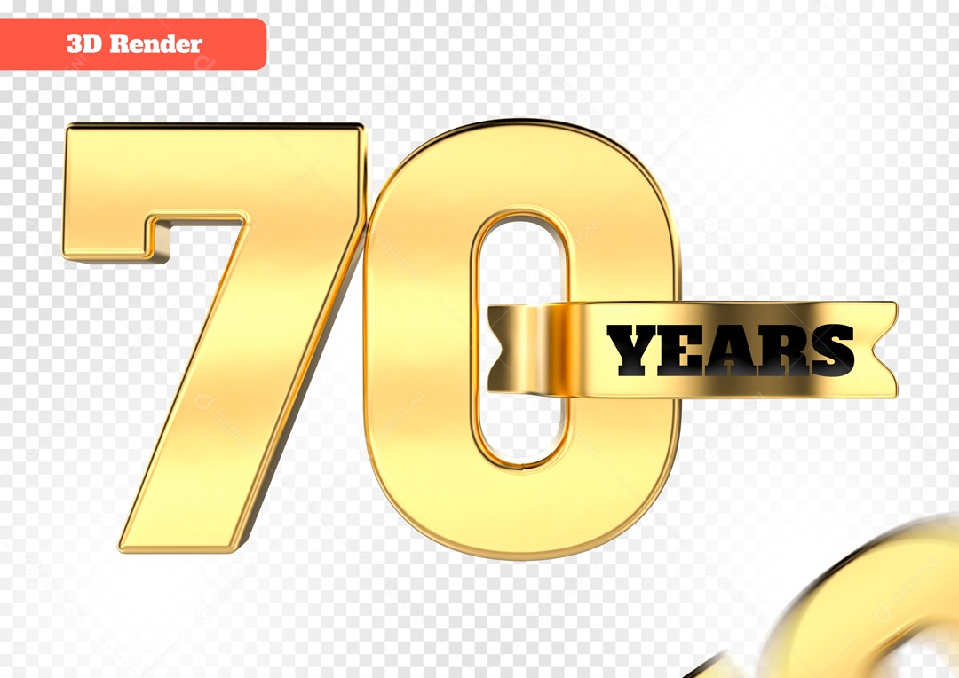 Número 3D 70 Anos para Composição PSD