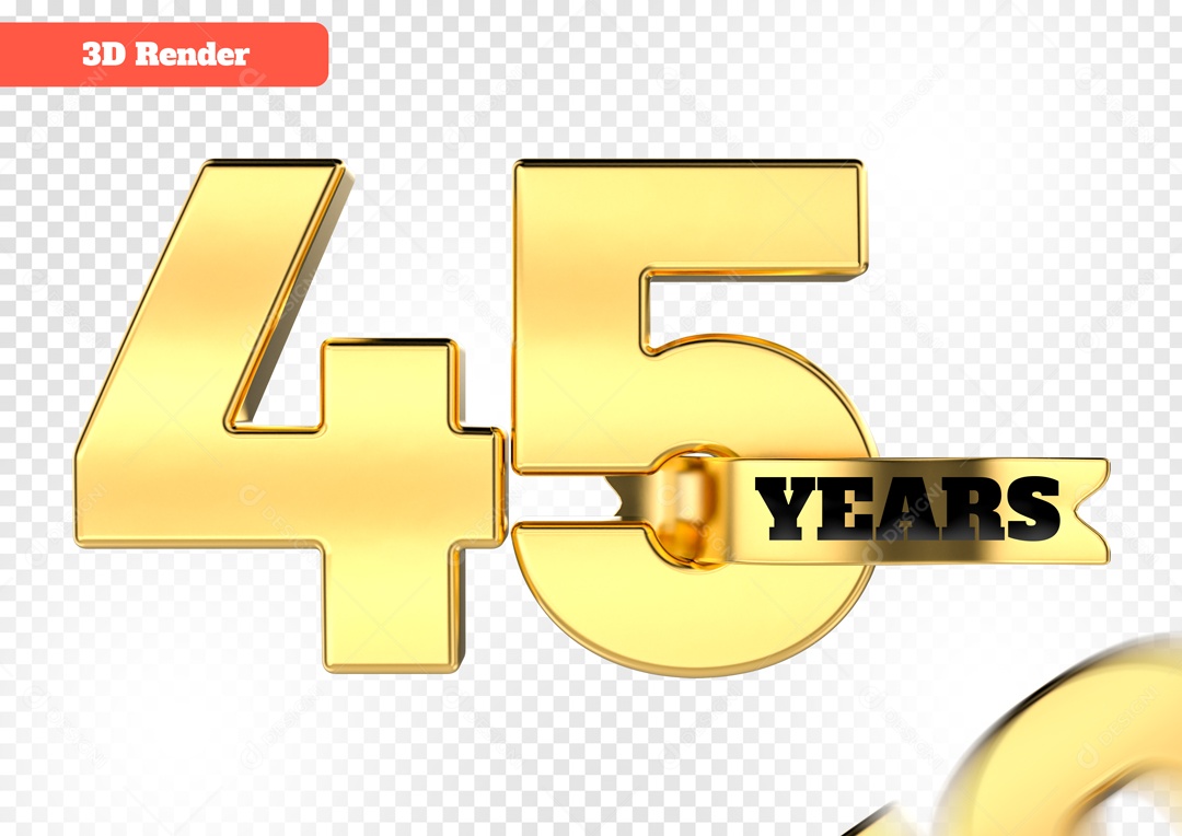 Número 3D 45 Anos para Composição PSD