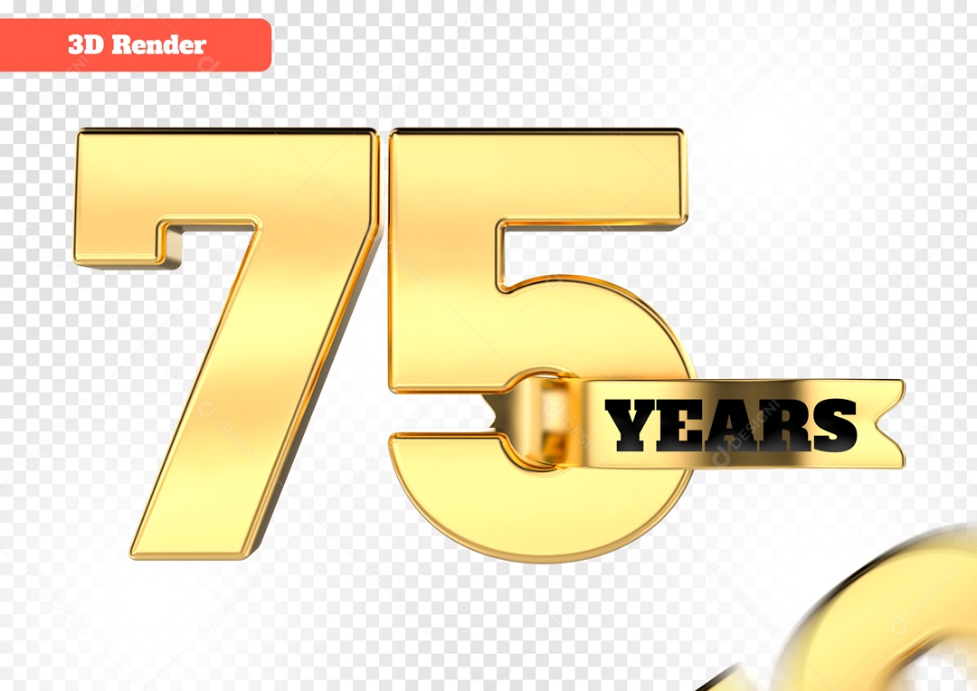 Número 3D 75 Anos para Composição PSD