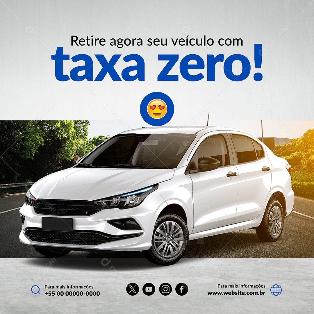 Feed Concessionária Taxa Zero Social Media PSD Editável