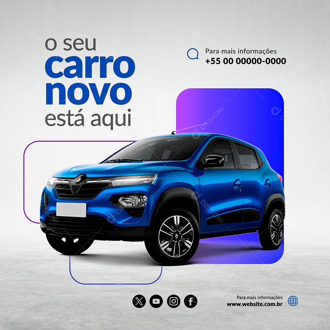 Feed Concessionária Seu Carro Novo Social Media PSD Editável