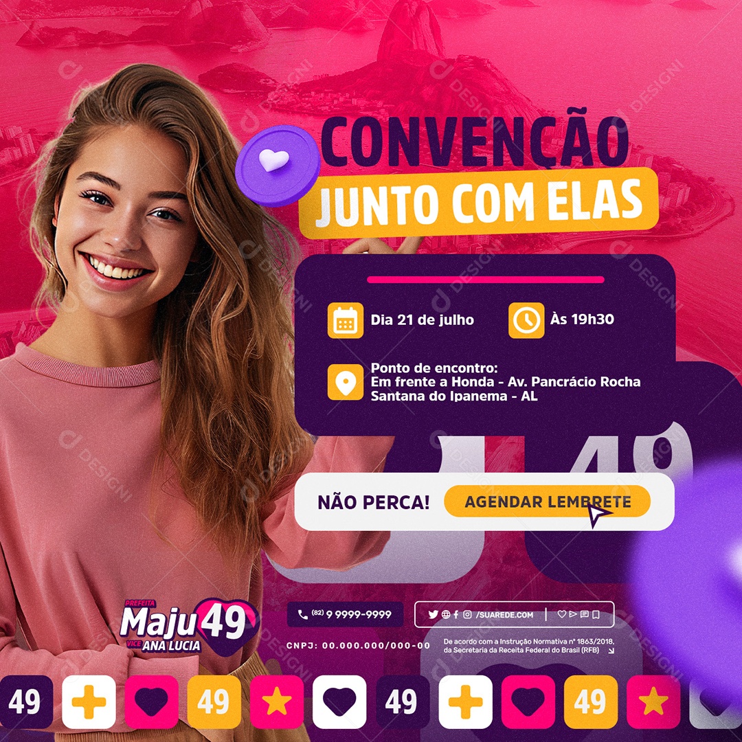 Política 2024 Convenção Junto com Elas Social Media PSD Editável