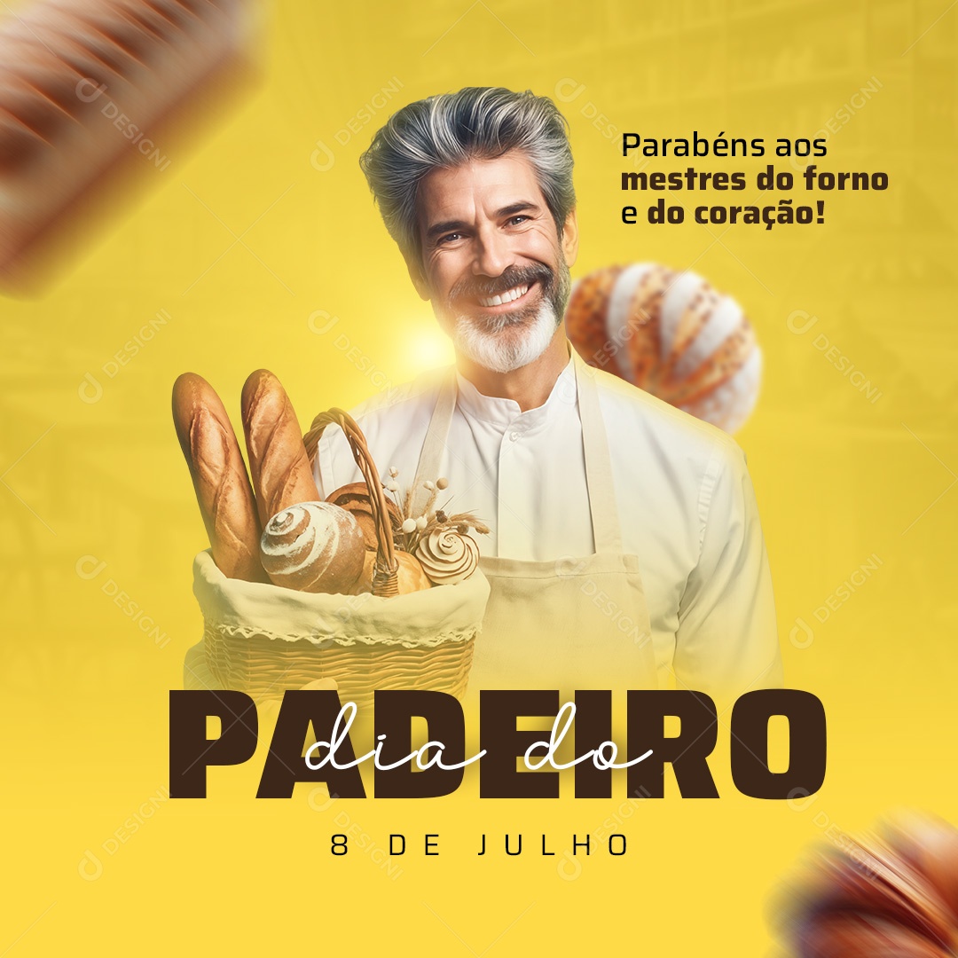 Dia do Padeiro 8 De Julho Social Media PSD Editável