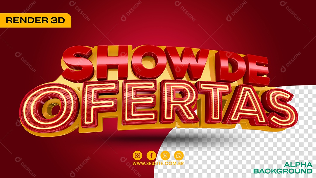 Show de Ofertas Selo 3D Vermelho para Composição PSD