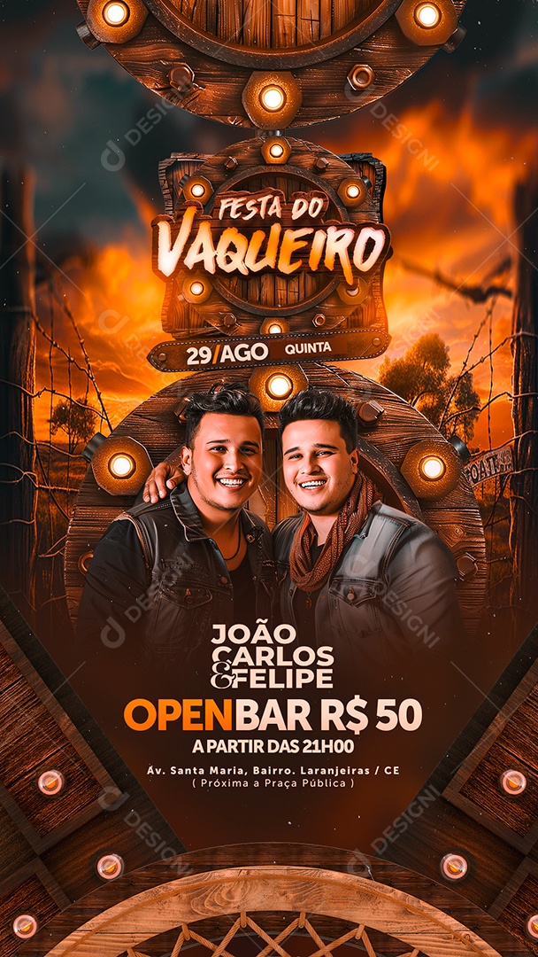 Story Flyer Festa do Vaqueiro João Carlos e Felipe Social Media PSD Editável