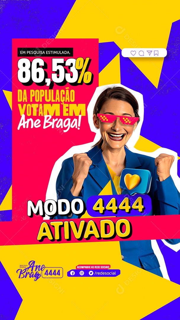 Story Politica Modo Ativado Social Media PSD Editável