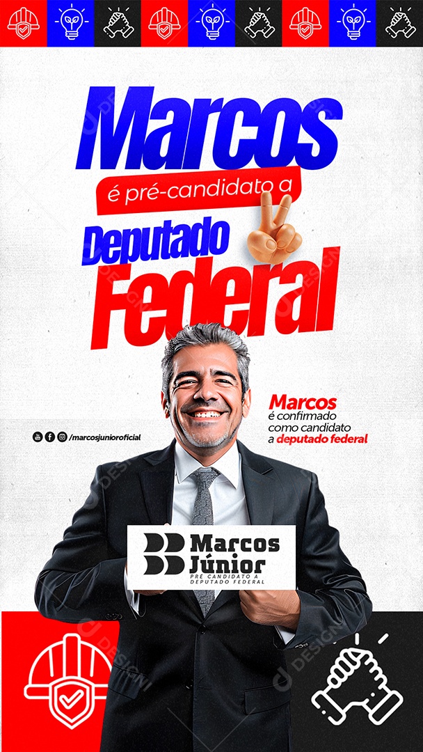 Story Política Marcos é Pré Candidato Social Media PSD Editável