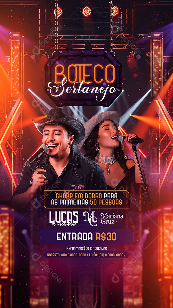 Story Flyer Boteco Sertanejo Lucas do Acordeon Social Media PSD Editável