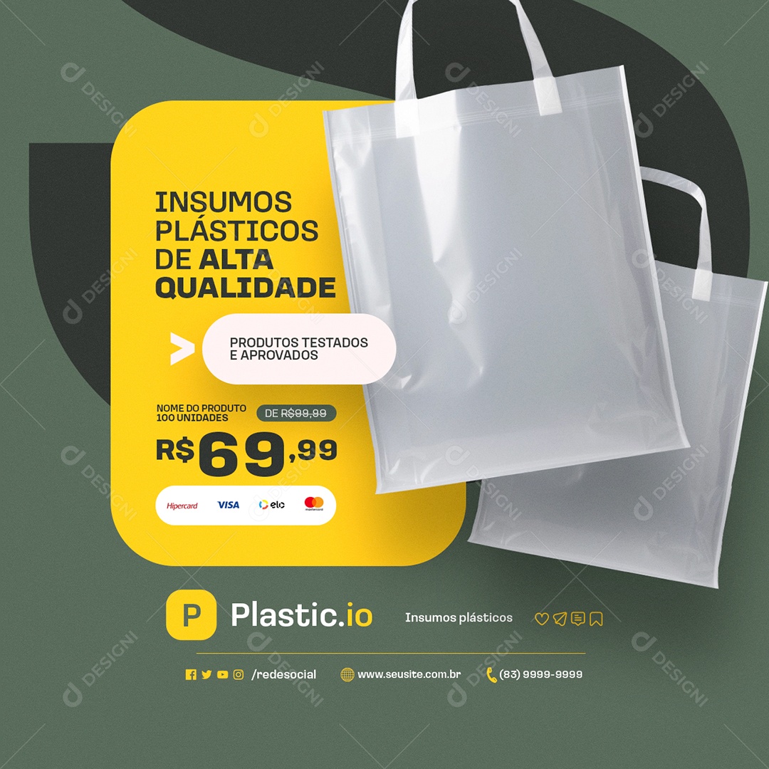 Embalagens Insumos Plásticos de Alta Qualidade Social Media PSD Editável