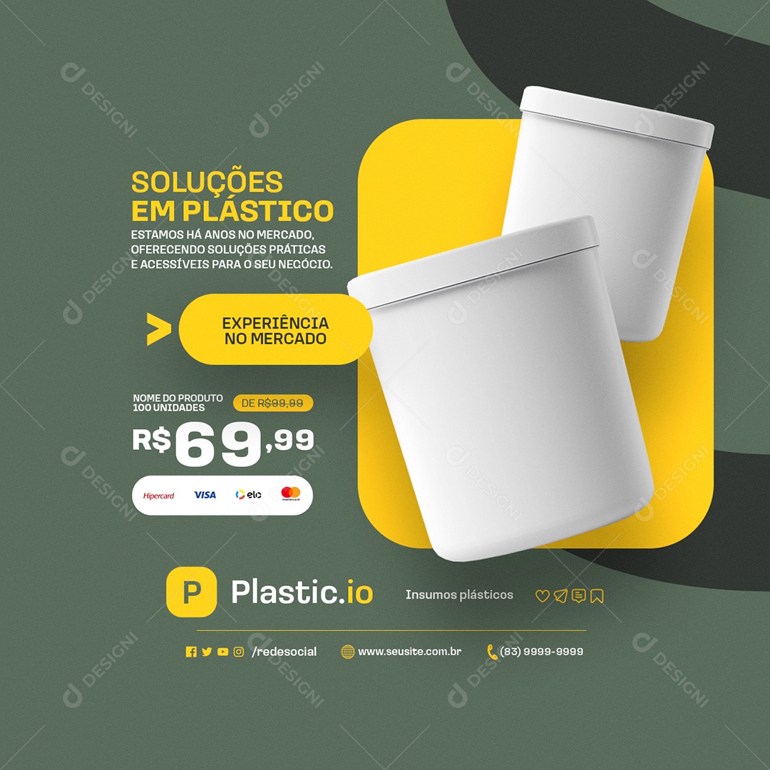 Embalagens Soluções em Plástico Social Media PSD Editável