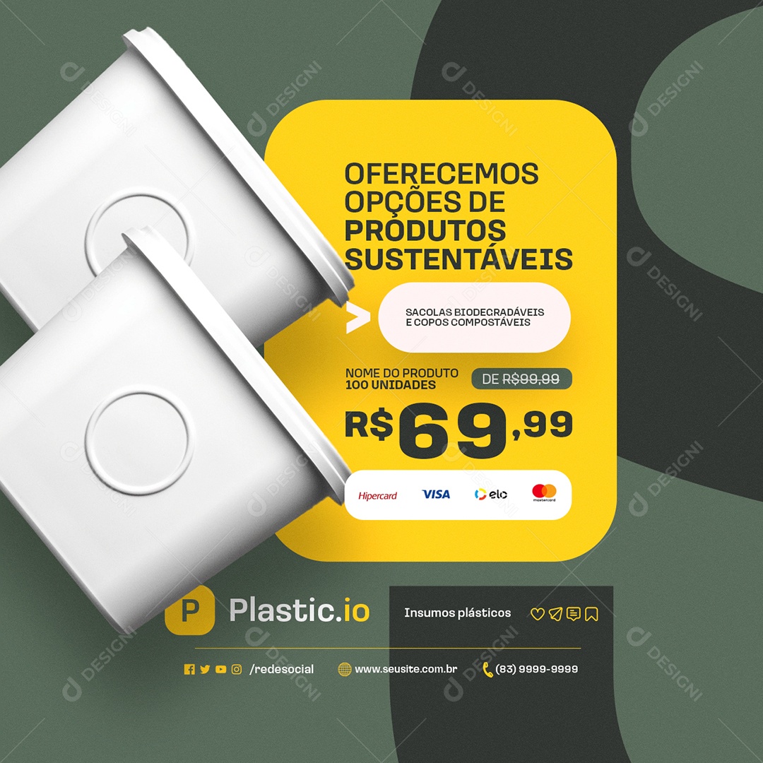 Embalagens Oferecemos Opções de Produtos Social Media PSD Editável