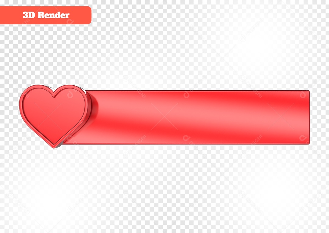 Heart and Red Band 3D Element for PSD Composition