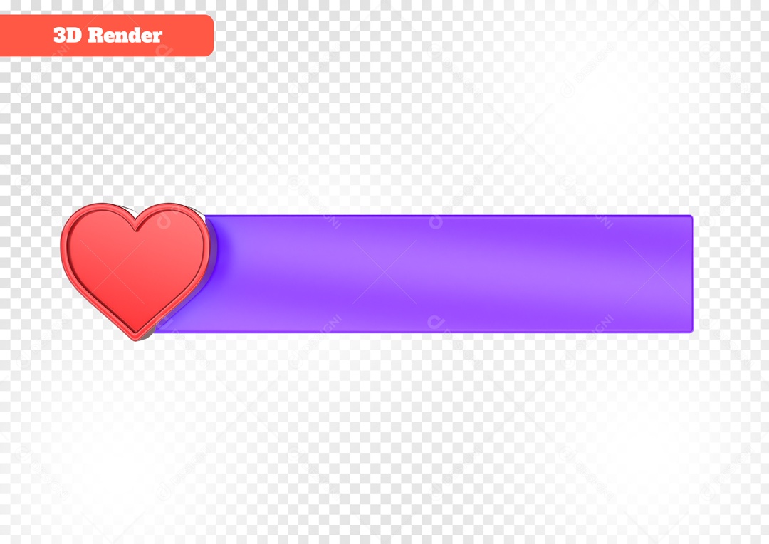 Coração e Faixa Elemento 3D para Composição PSD
