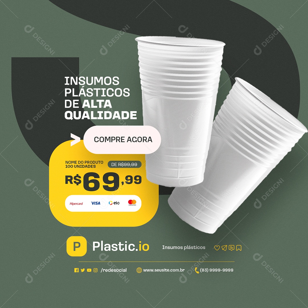 Embalagens Insumos Plásticos de Alta Qualidade Social Media PSD Editável