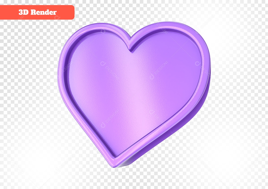 Coração Elemento 3D Roxo para Composição PSD