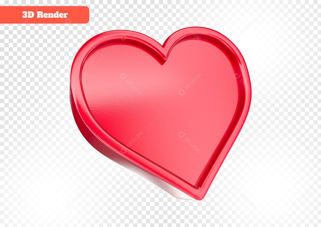 Coração Elemento 3D Vermelho para Composição PSD