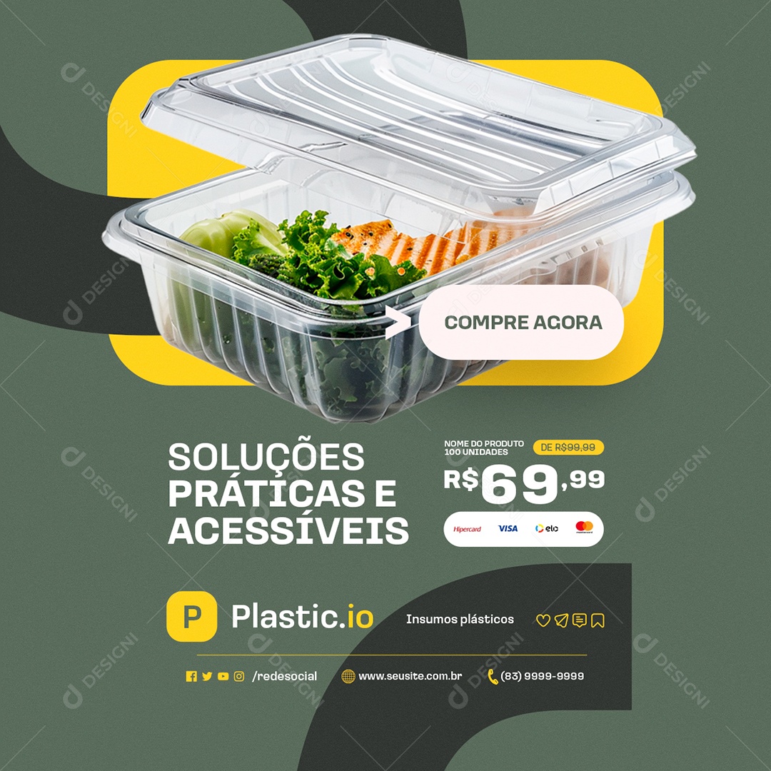 Embalagens Soluções Práticas Social Media PSD Editável