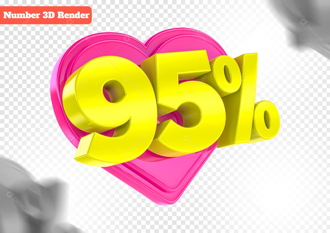 Desconto de 95% Elemento 3D Rosa e Amarelo para Composição PSD