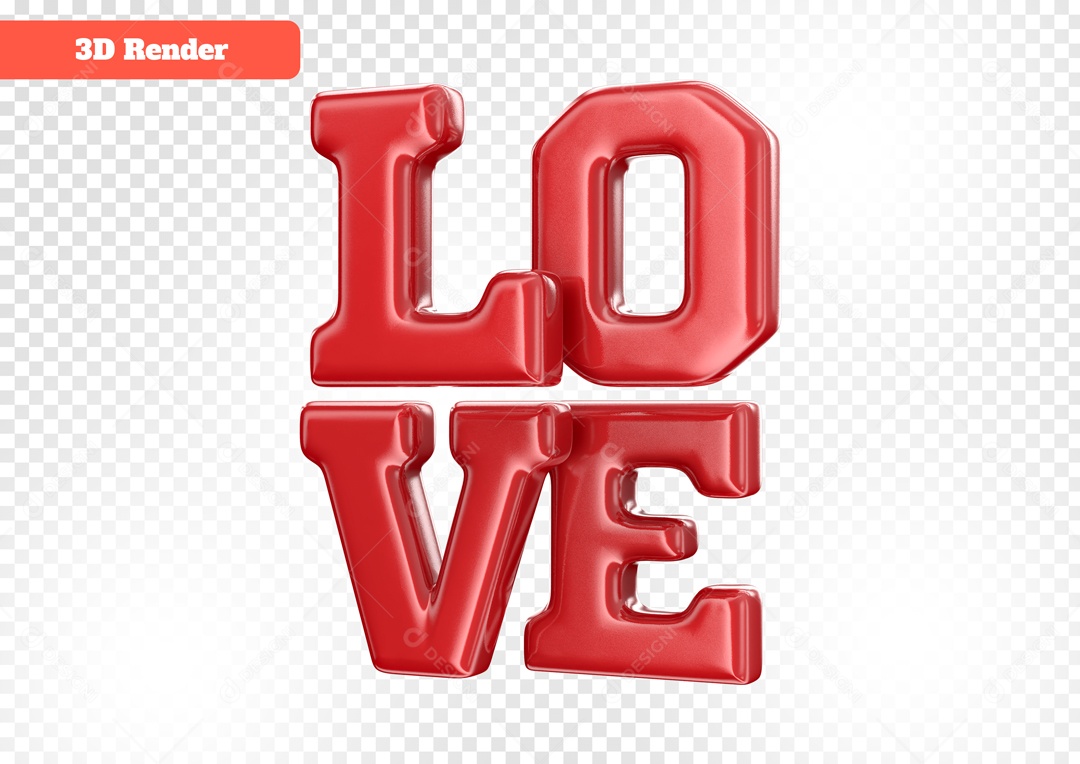 Love Selo 3D para Composição PSD