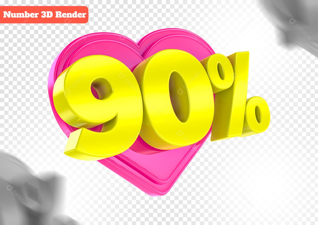 Desconto de 90% Elemento 3D Rosa e Amarelo para Composição PSD