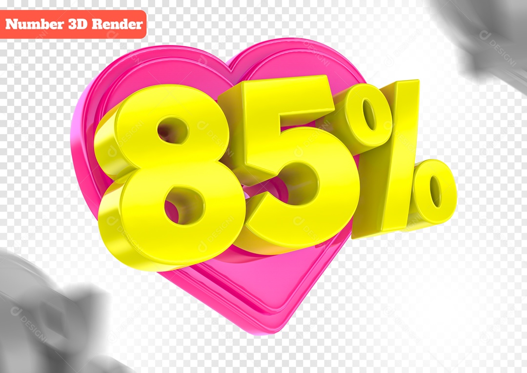 Desconto de 85% Elemento 3D Rosa e Amarelo para Composição PSD