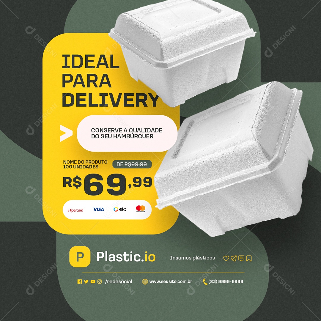 Embalagens Ideal para Delivery Social Media PSD Editável
