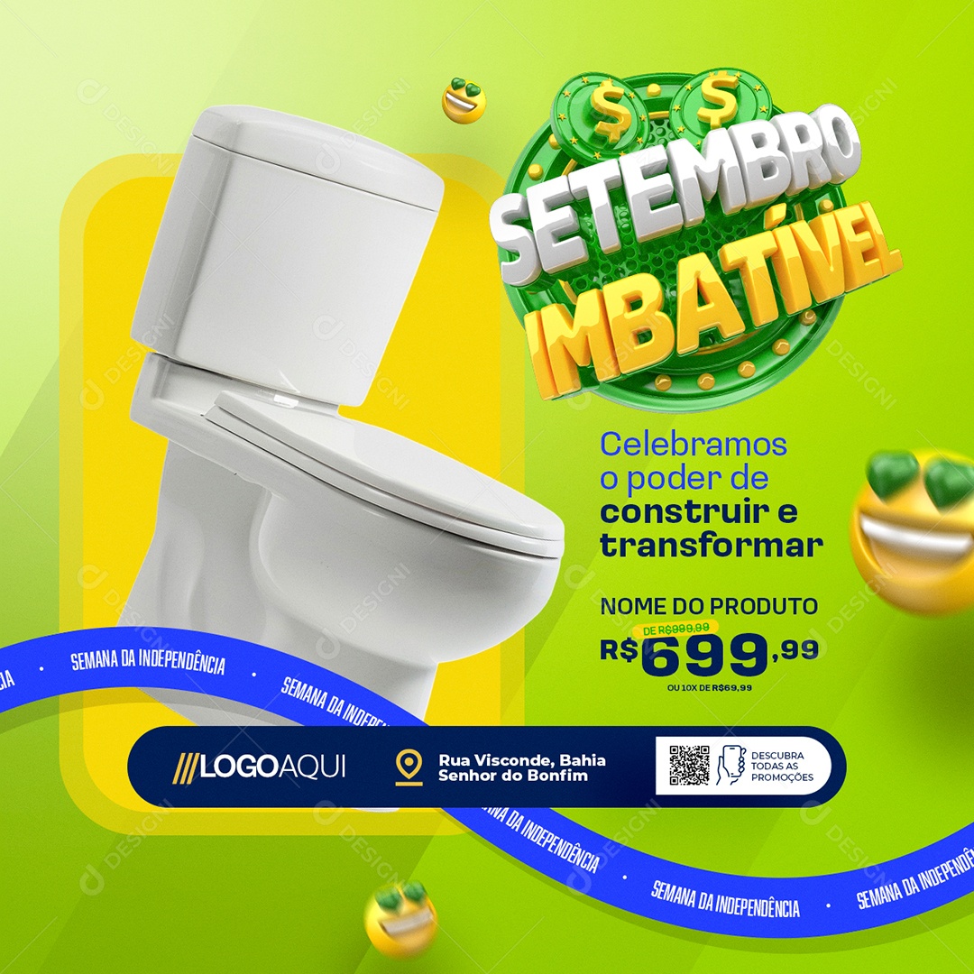 Setembro Imbatível Construção Vaso Social Media PSD Editável