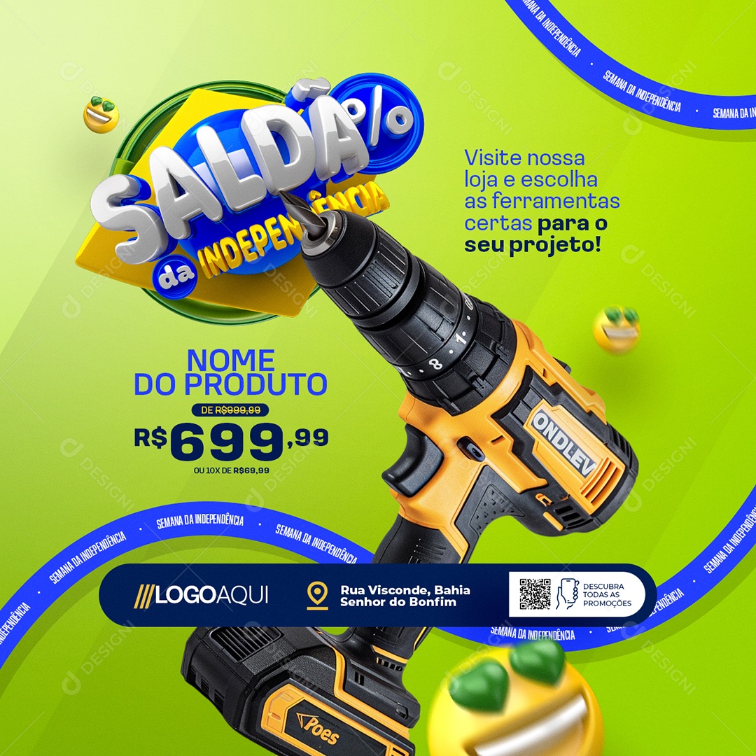 Promoção Saldão da Independência Construção Furadeira Social Media PSD Editável