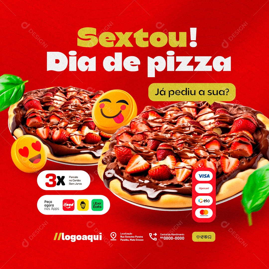 Pizzaria Sextou Dia de Pizza Social Media PSD Editável