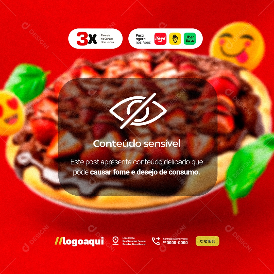 Pizzaria Conteúdo Sensível Social Media PSD Editável