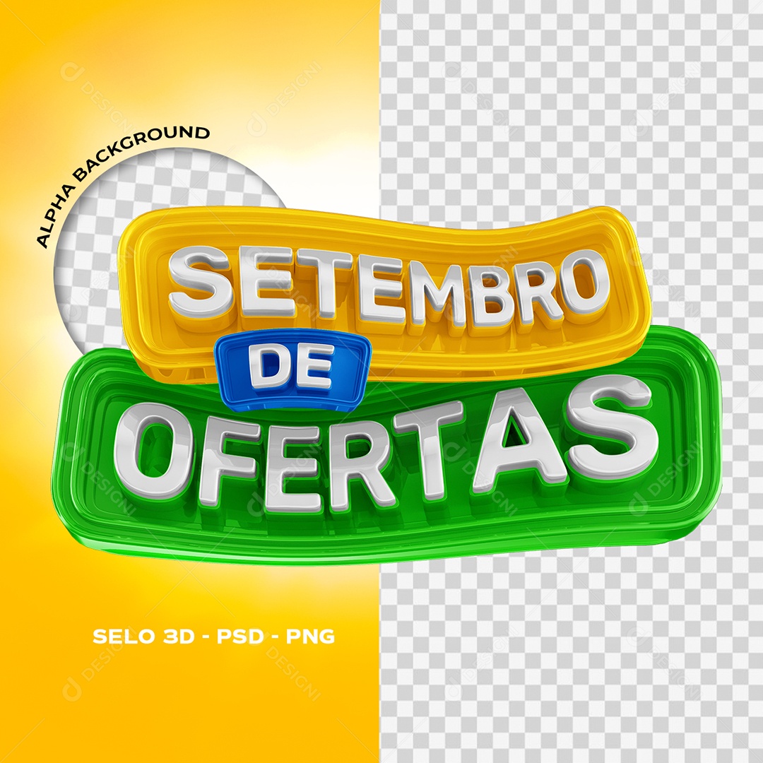 Setembro de Ofertas Selo 3D para Composição PSD