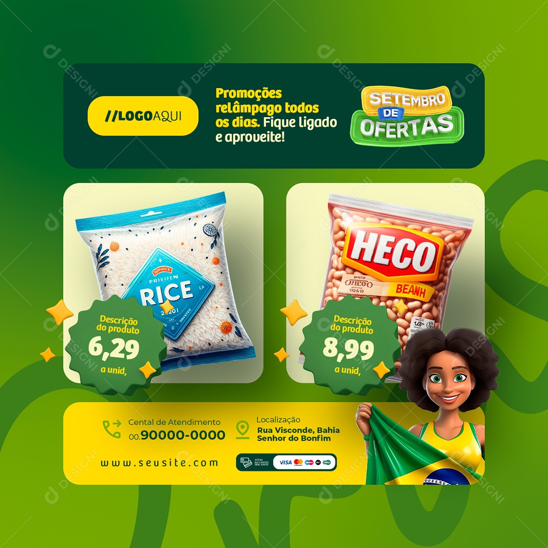 Setembro de Ofertas Supermercado Promoções Social Media PSD Editável