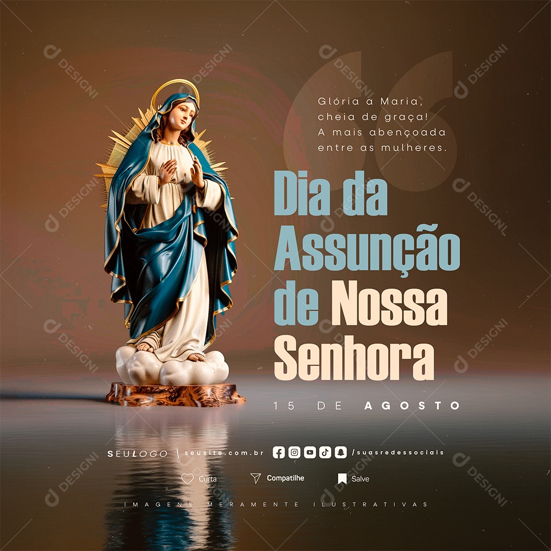 Social Media Dia da Assunção de Nossa Senhora 15 de Agosto PSD Editável