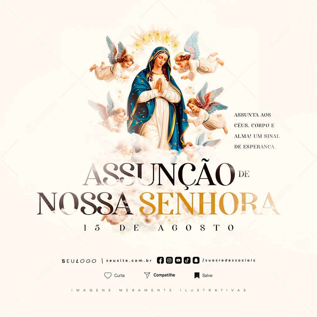 Dia da Assunção de Nossa Senhora 15 de Agosto Social Media PSD Editável