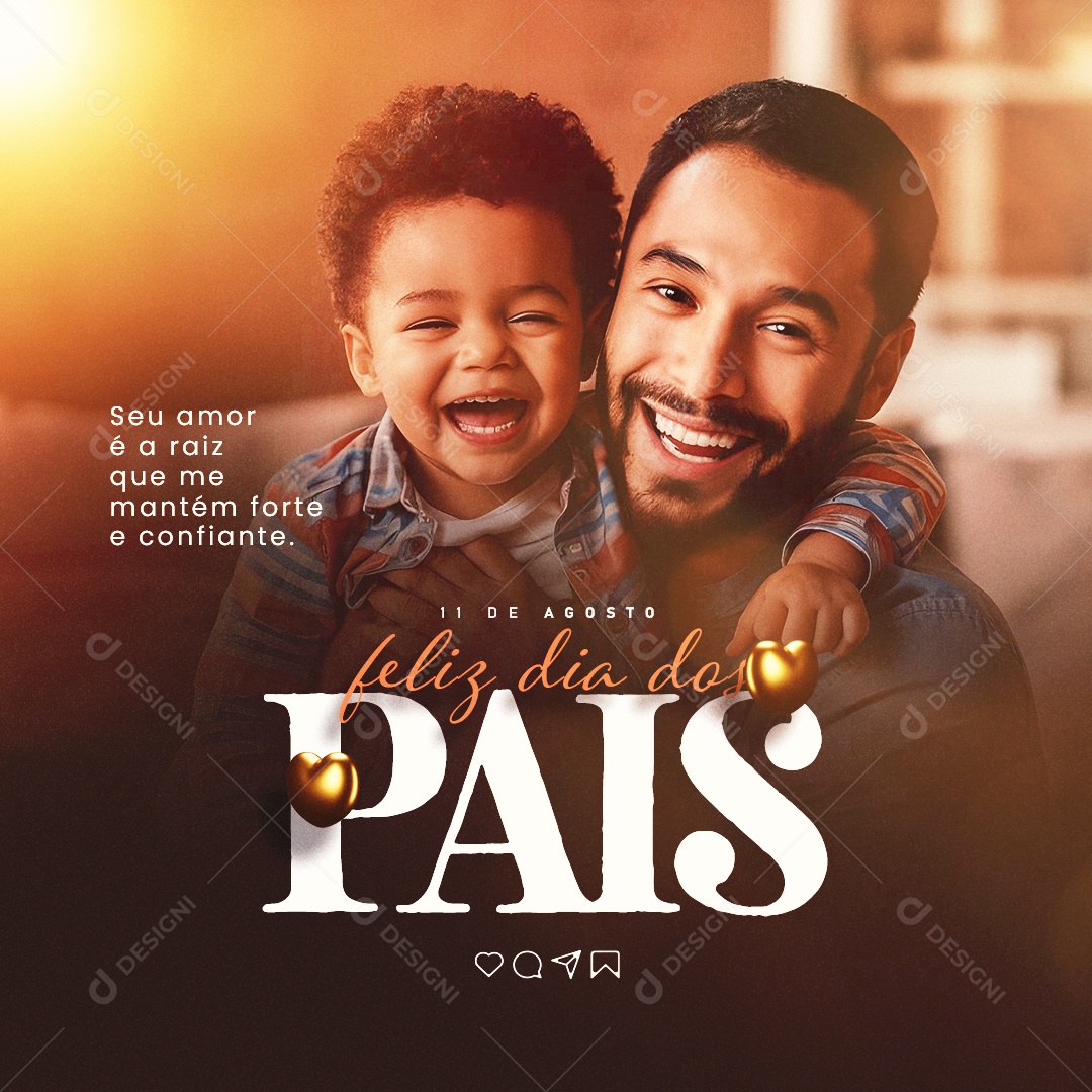 Feliz Dia Dos Pais 11 de Agosto Social Media PSD Editável
