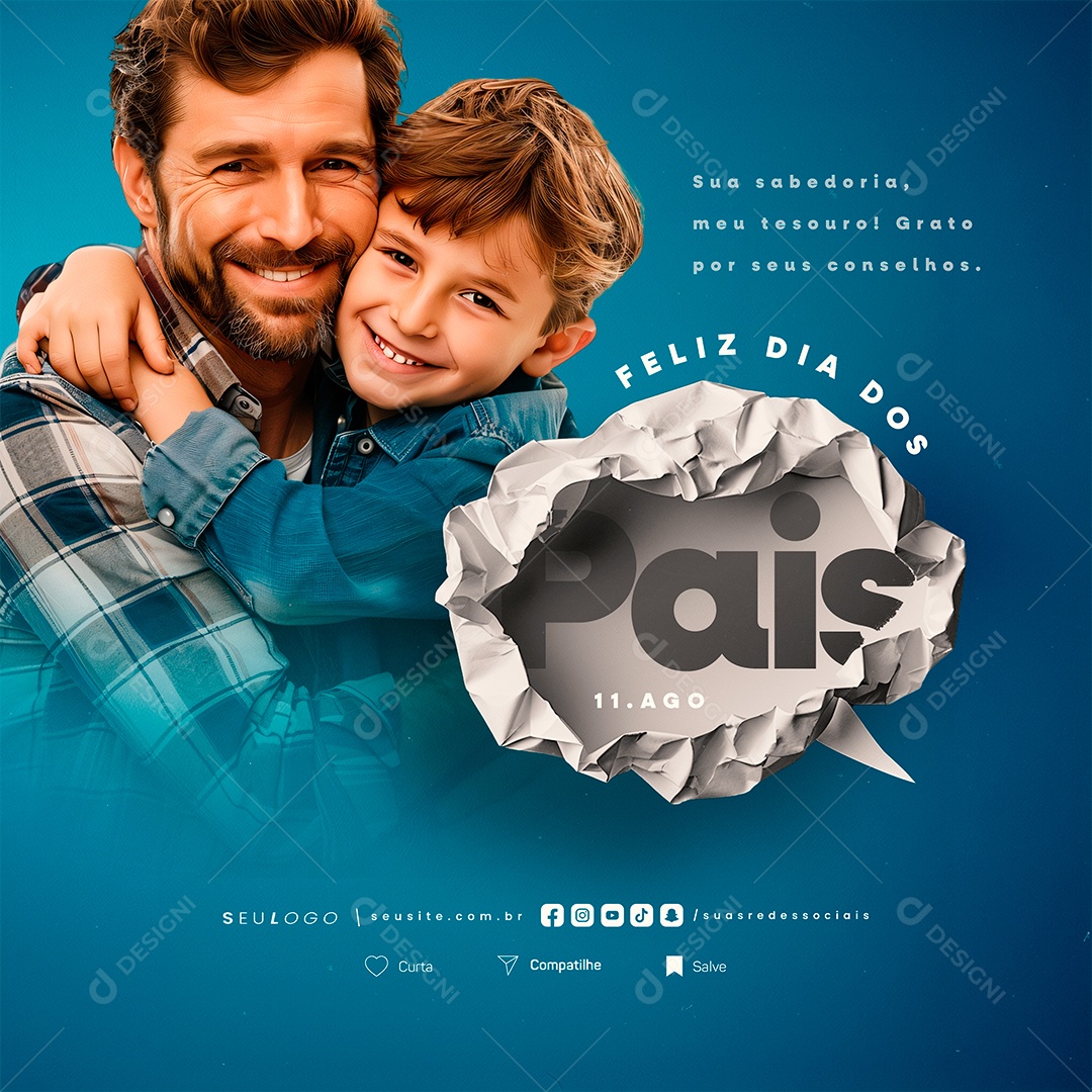 Feliz Dia Dos Pais 11 de Agosto Social Media PSD Editável
