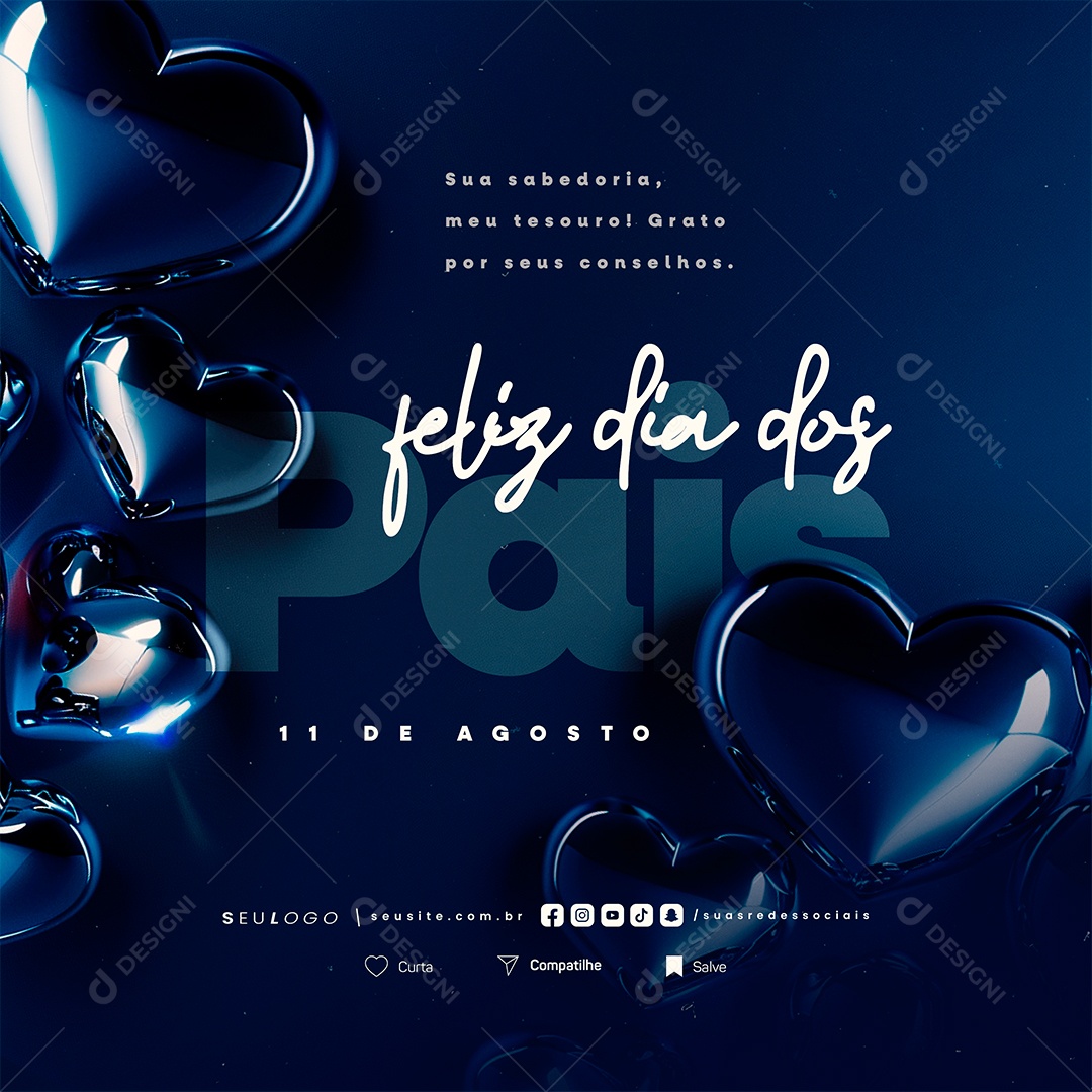 Feliz Dia Dos Pais 11 de Agosto Social Media PSD Editável