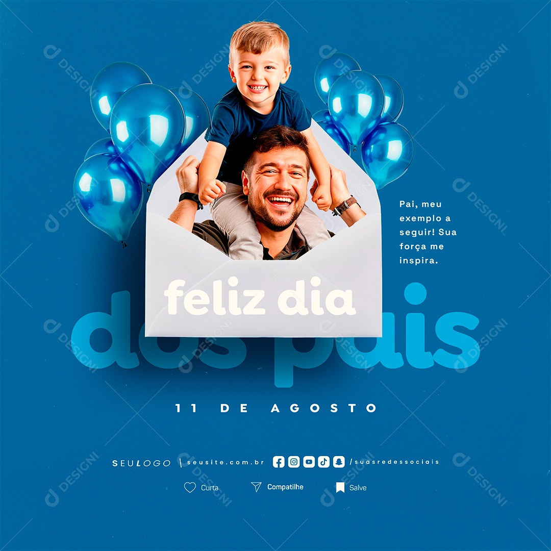 Feliz Dia Dos Pais 11 de Agosto Social Media PSD Editável