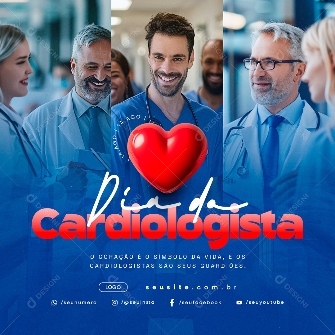 Dia Do Cardiologista 14 de Agosto Social Media PSD Editável