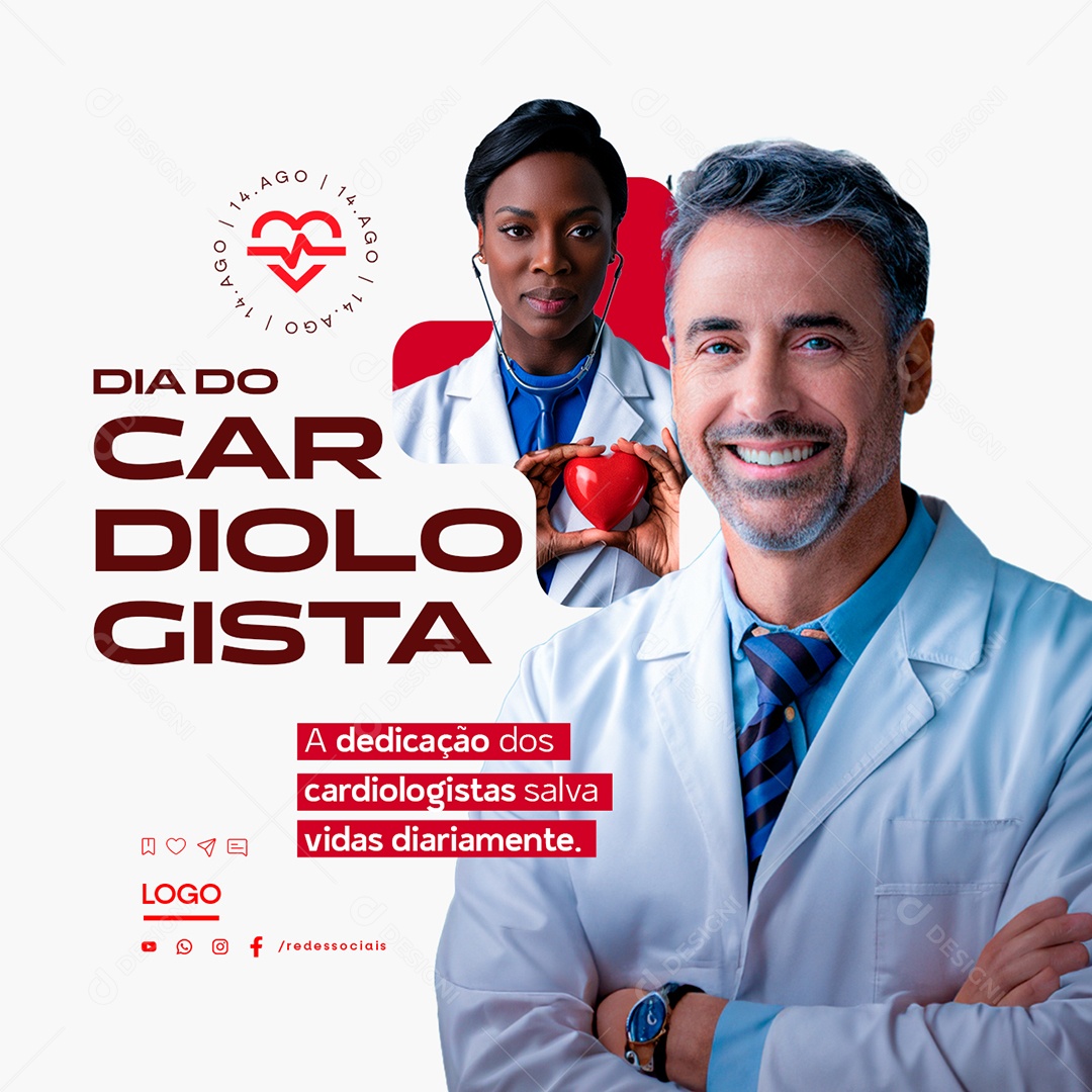 Dia Do Cardiologista 14 de Agosto Social Media PSD Editável