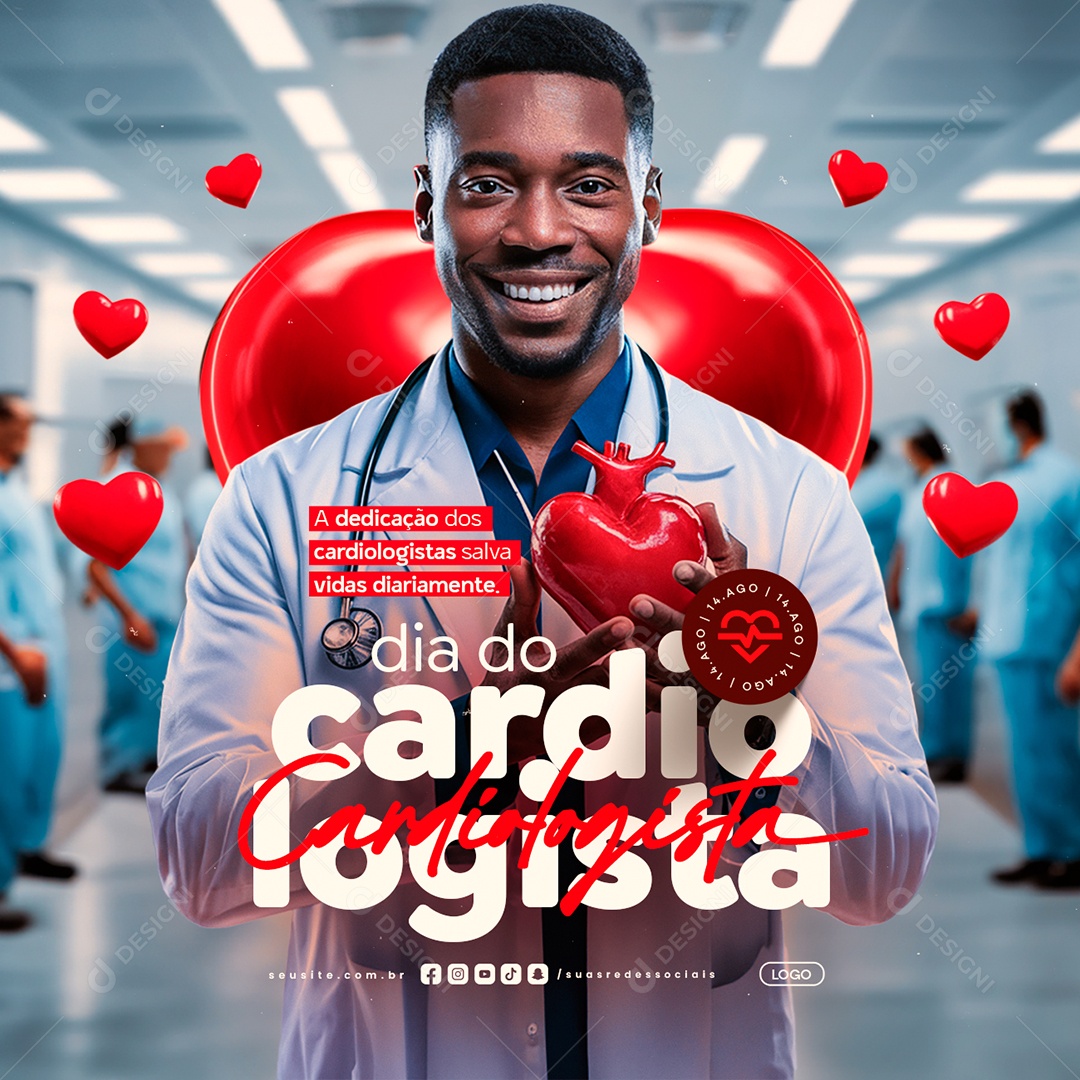 Dia Do Cardiologista 14 de Agosto A Dedicação Social Media PSD Editável