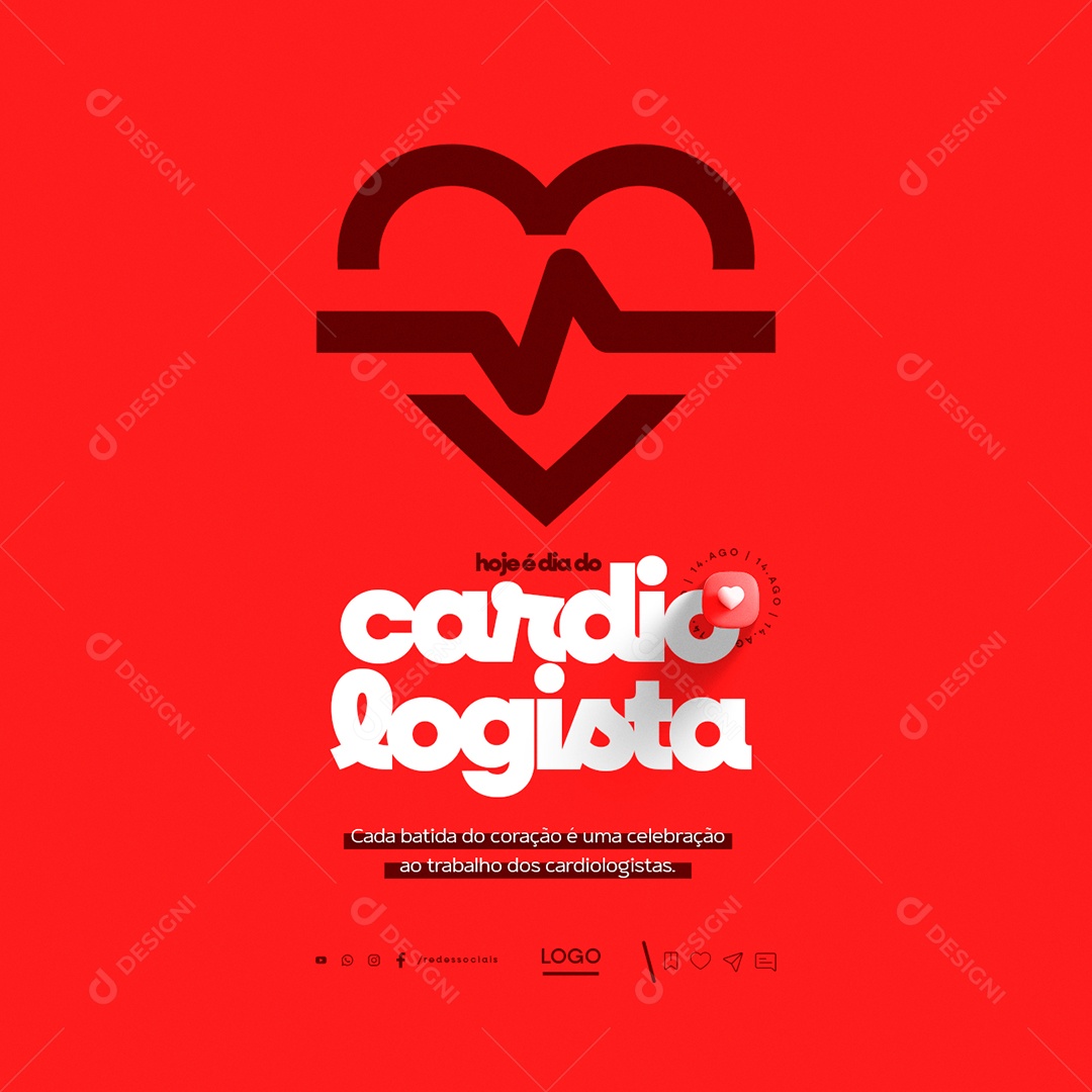 Dia Do Cardiologista 14 de Agosto Social Media PSD Editável